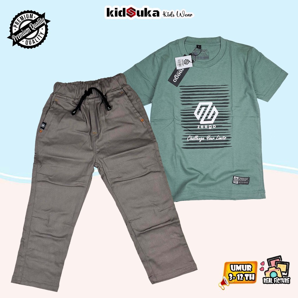 RF77YU Setelan Baju Kaos Distro Anak Laki-Laki Umur 3-12 Tahun