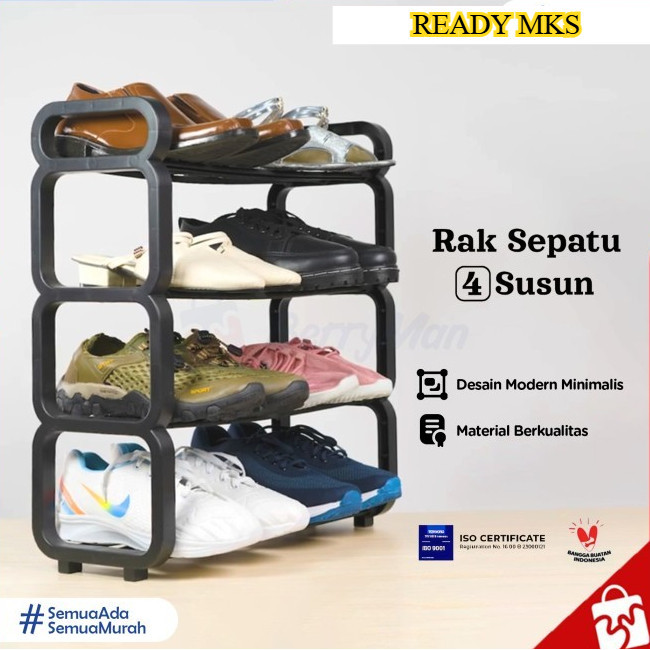 blessworld21 - RAK SEPATU ROBOCOP 4 SUSUN PLASTIK Bongkar Pasang Serbaguna