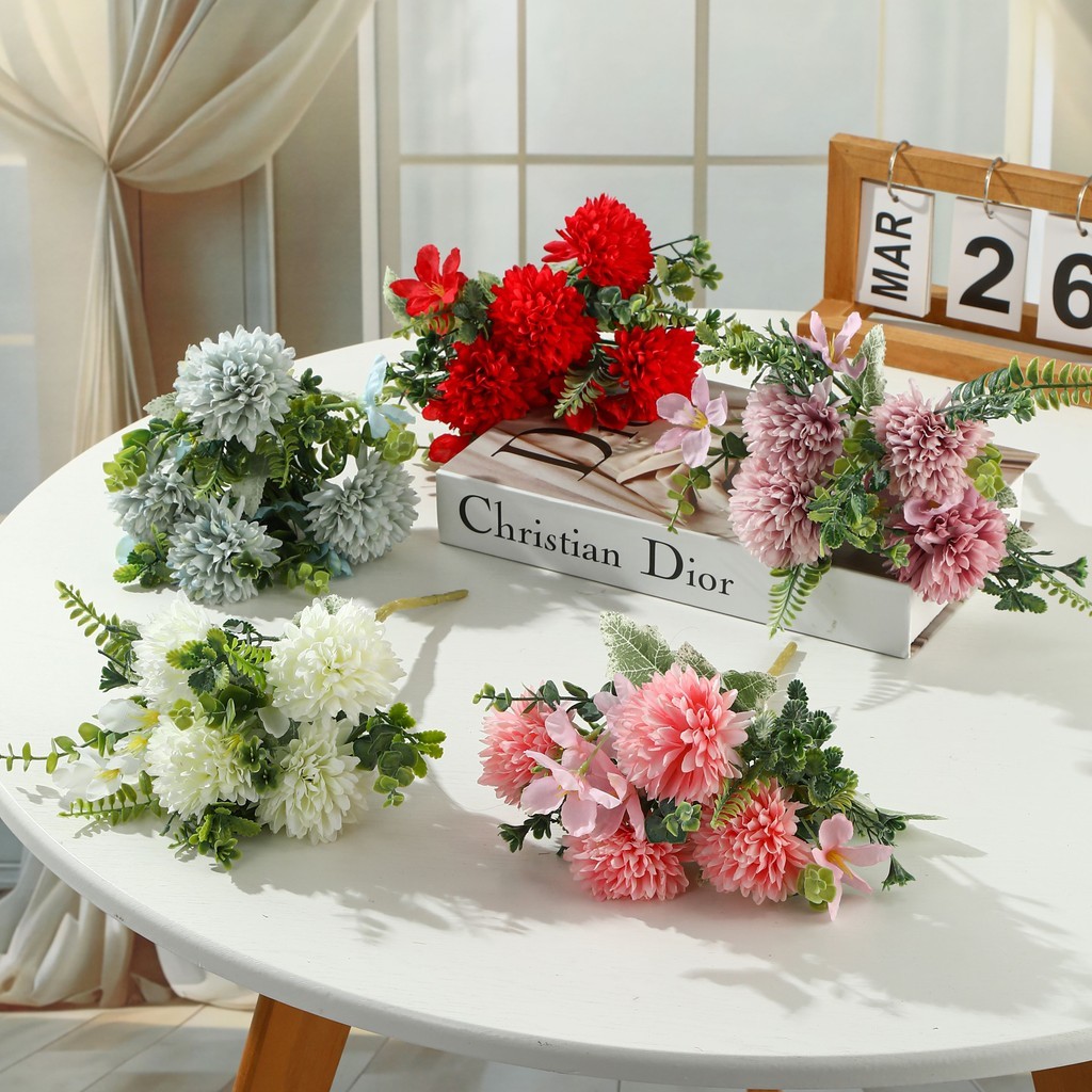 Artificial Bunga Chrysanthemum Mix Bunga Tangkai Plastik Bunga Hias Plastik-Penjualan Grosir