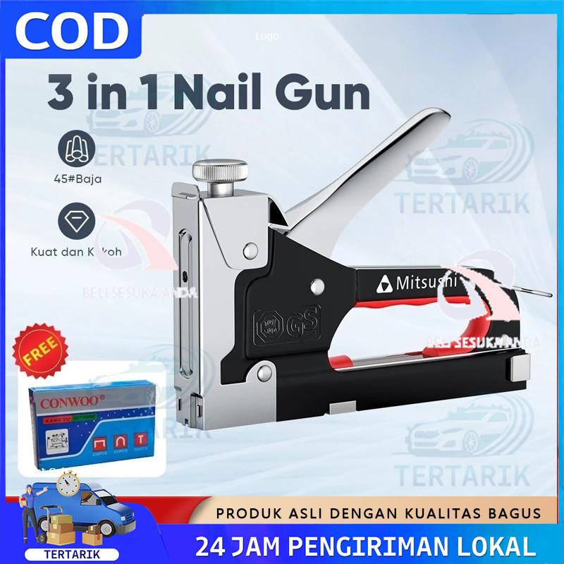 

Gratis 600 paku 3 In 1 Pistol Kuku Pistol Stapler Konstruksi Konstruksi Furnitur DIY Pelapis Pelapis Pistol Stapler Multifungsi Pistol Stapler Dekorasi Rumah Alat Pertukangan