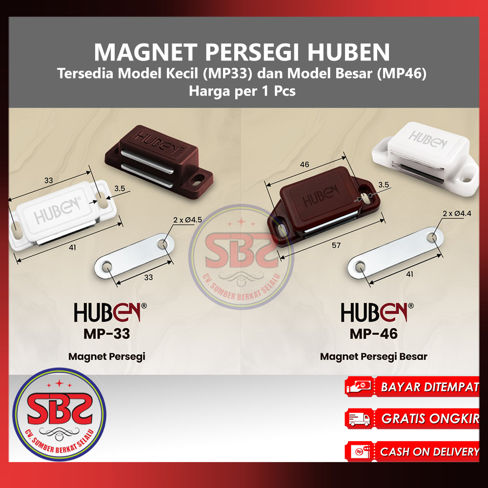 HUBEN Magnet Magnit Persegi Kecil Besar (Small and Large) MP33 dan MP46 Huben Magnet Lemari Pintu
