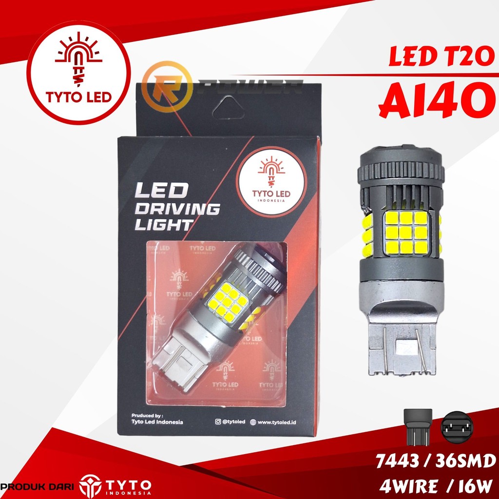 TYTO LED A140 Lampu Rem Mundur Senja Sein Mobil T20 7443 36SMD 16Watt Dc 4Wire