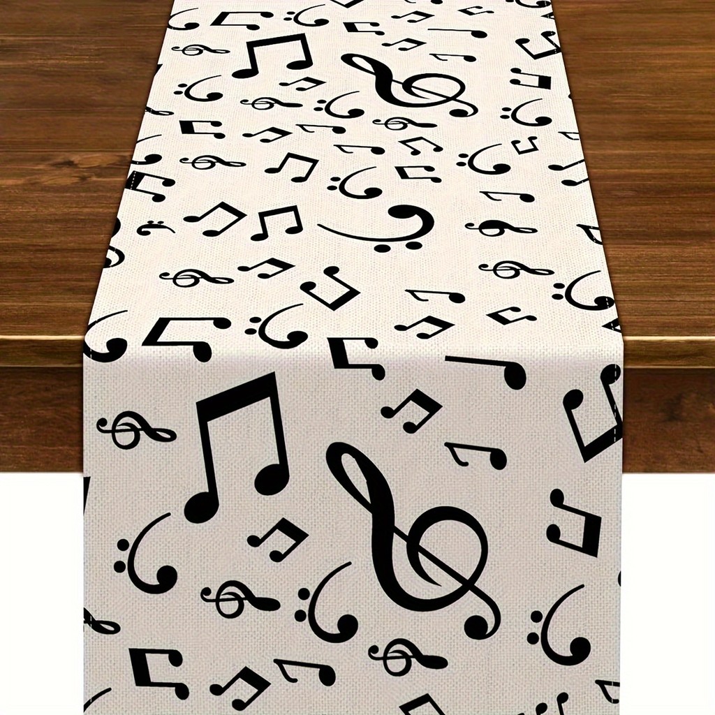 Musical Notes Linen Table Runners Music Event Birthday Party Wedding Decor Dresser Scarf Table Decor