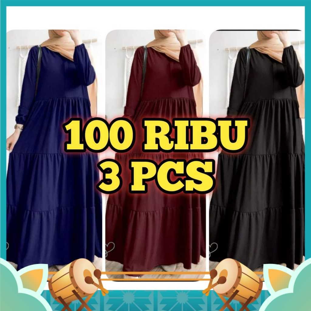 Gamis Modern Mewah Cantik Anggun bahan Premium Termurah / COD PROMO 100 RIBU 3 PCS Gamis canda rempe