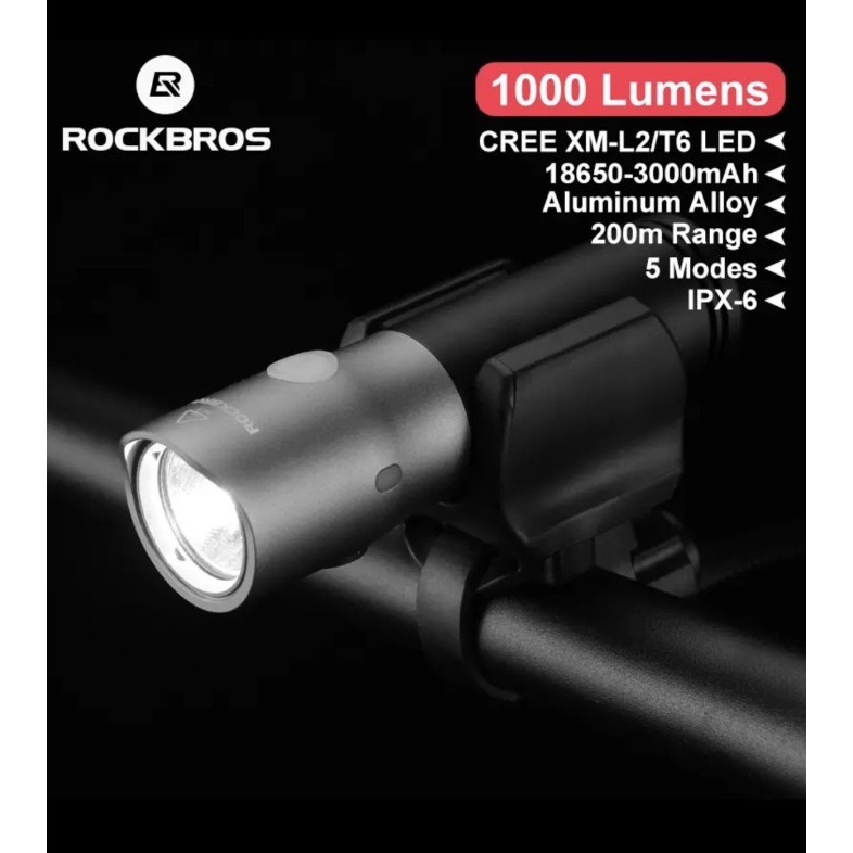 ROCKBROS BC05U301 Lampu Sepeda Bicycle Bike Front Light 1000 Lumens Waterproof IPX6 Head Light Akses