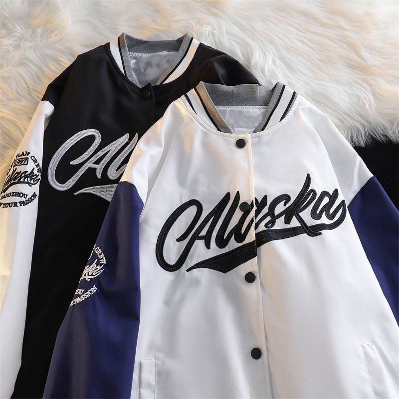 New retro Japanese trendy brand embroidered baseball jacket for men