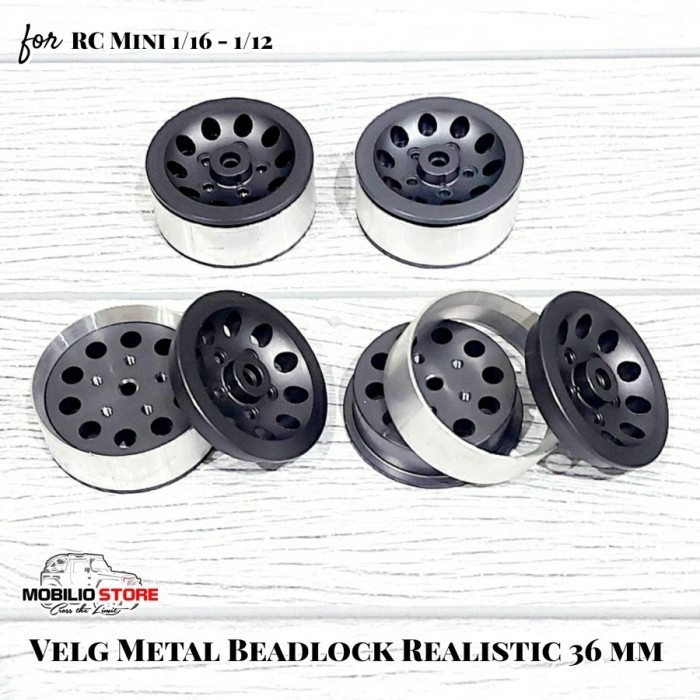 Velg Metal Beadlock Ban Soft Rubber Tire Wheel Set Roda RC Mini MN WPL - Beadlock Grey