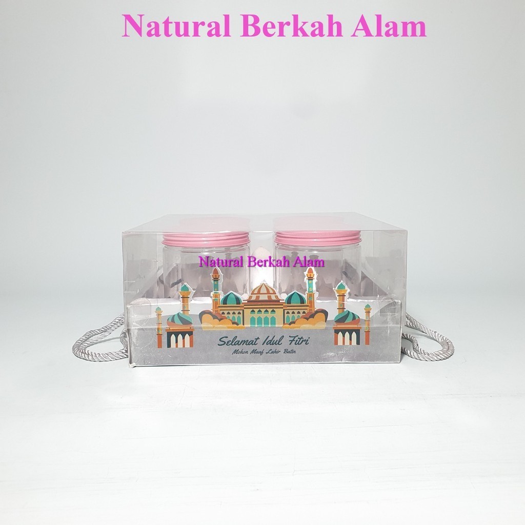 Toples Lebaran 800 ml Tabung Tutup Alumunium Hampers Elegan + Mika Isi 4 / Toples / Hampers / Hamper