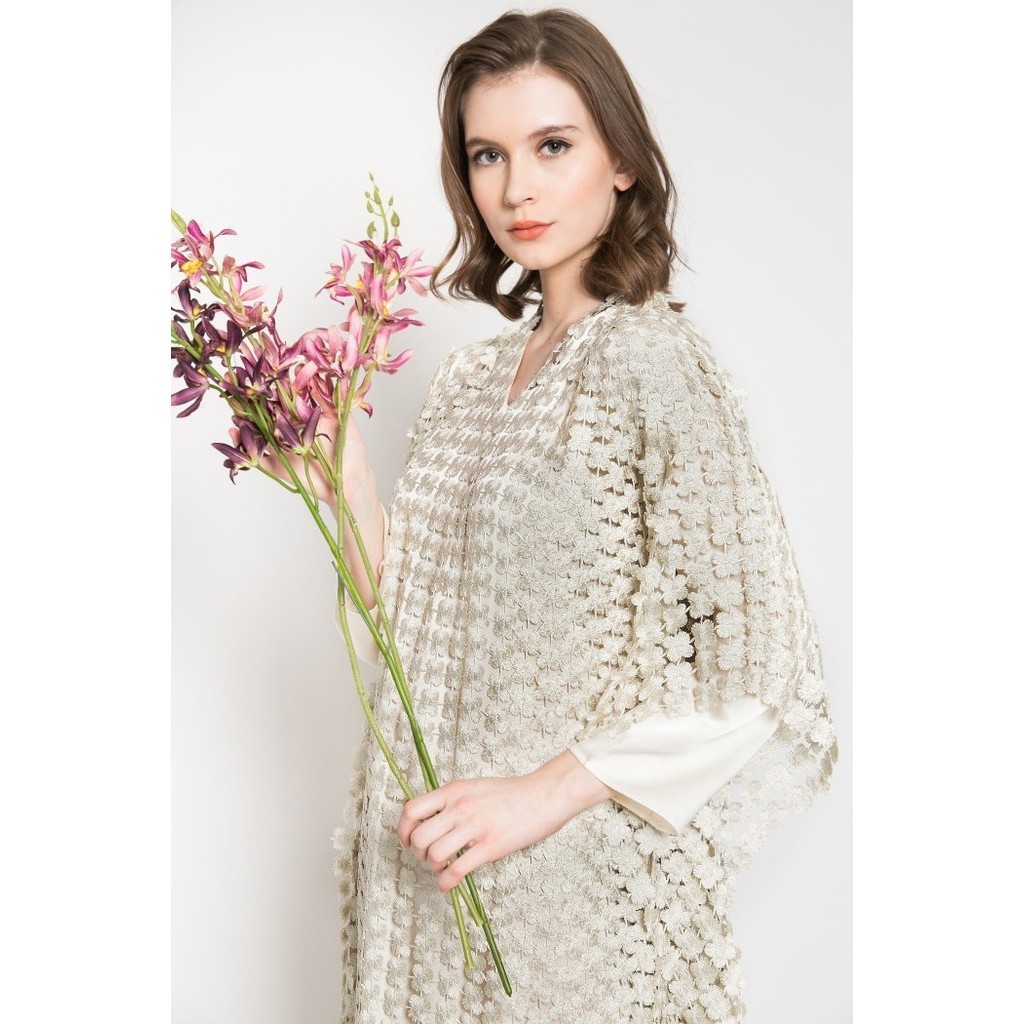 Kasa Heritage - Arwen Dress Gamis Raya Collection - Dove, Outer