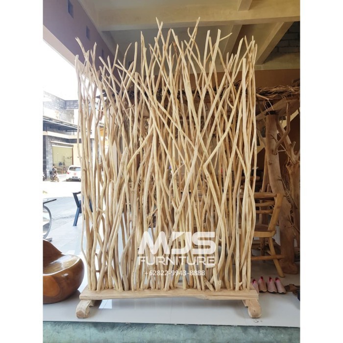 HOT PROMO Partisi Sketsel Pembatas Ruangan Ranting Akar Jati Antik