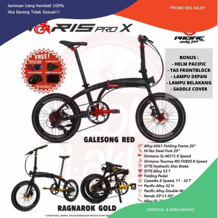 PROMO FLASH SALE PACIFIC NORIS PRO X SEPEDA LIPAT 20" FOLDING BIKE BONUS ORIGINAL ALLOY - Ragnarok G