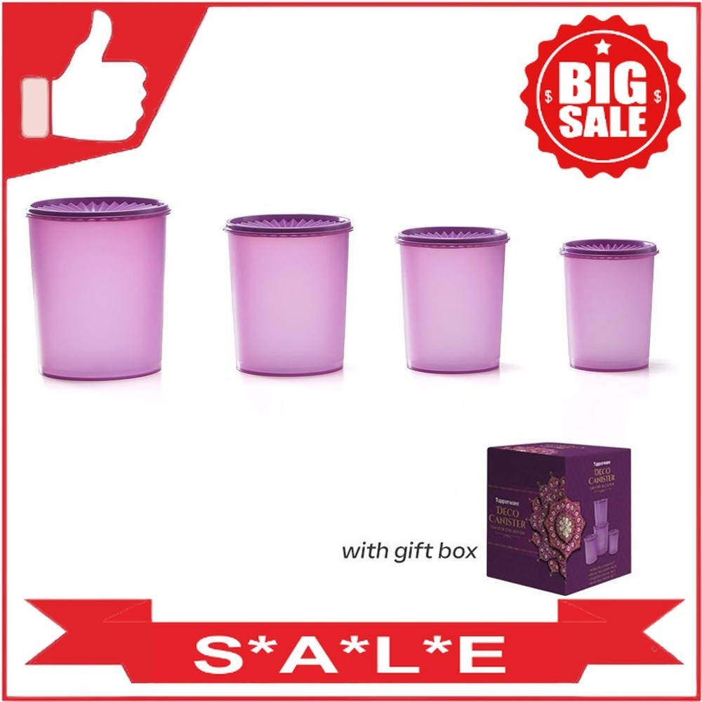 Tupperware Deco Canister Set Ungu 4pcs