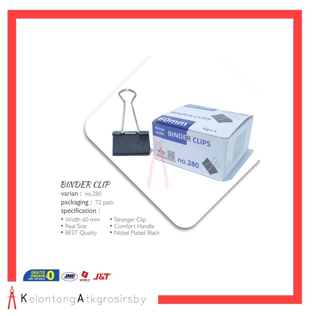 

Binder Clip Vone 280 (6pcs) / Penjepit Kertas