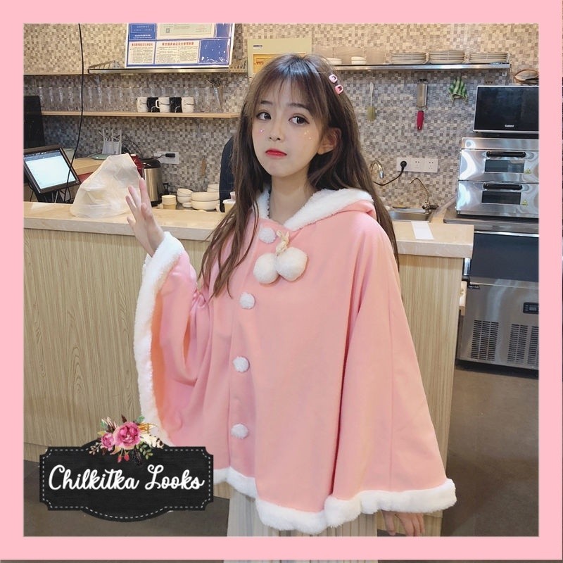 CHILKITKA LOOKS KOREAN FASHION OUTFIT Jaket hoodie kelinci lucu Jepang wanita pink/biru