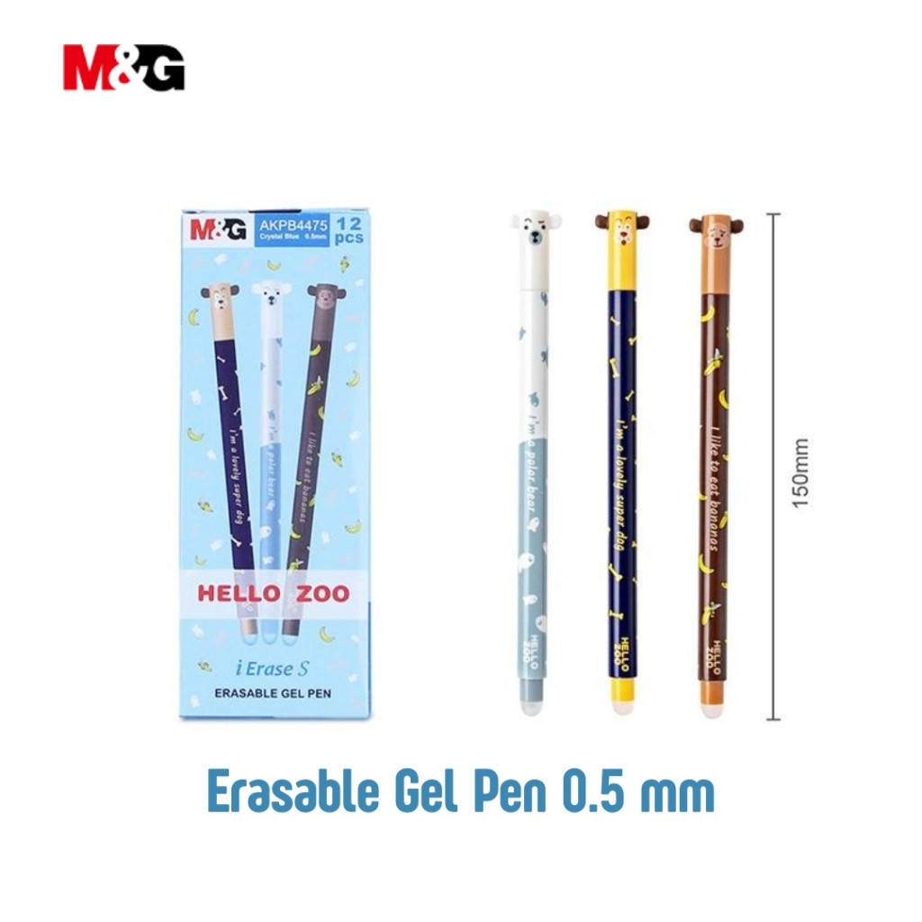 

Erasable Gel Pen Pulpen Bisa dihapus M&G Hello Zoo 0.5 MM Tinta Hitam Motif Animal Lucu #AKPB44R4 - Jual Satuan- SHSNP