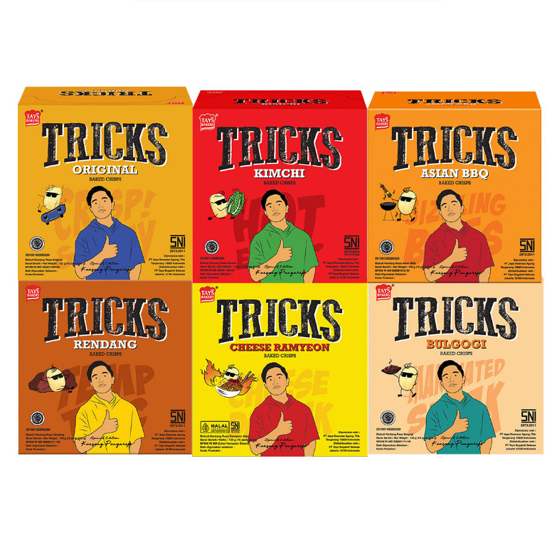 

Tricks Crisps Potato Baked Crisps 1 box isi 4 pcs x 15 gram = 60gr HALAL