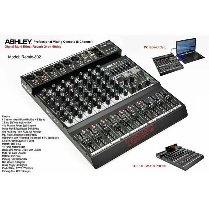 Mixer audio ashley remix 802 original 8 channel remix802