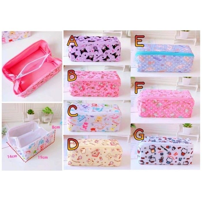 

Andma TEMPAT PENSIL - POUCH KOSMETIK SEKAT KOTAK HELLO KITTY MELODY POMPURIN