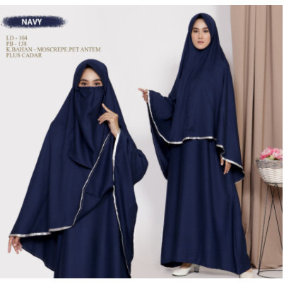 GAMIS SYARI POLOS WANITA  SET KHIMAR CADAR BAJU MUSLIM L XL XXL - L, ARMY