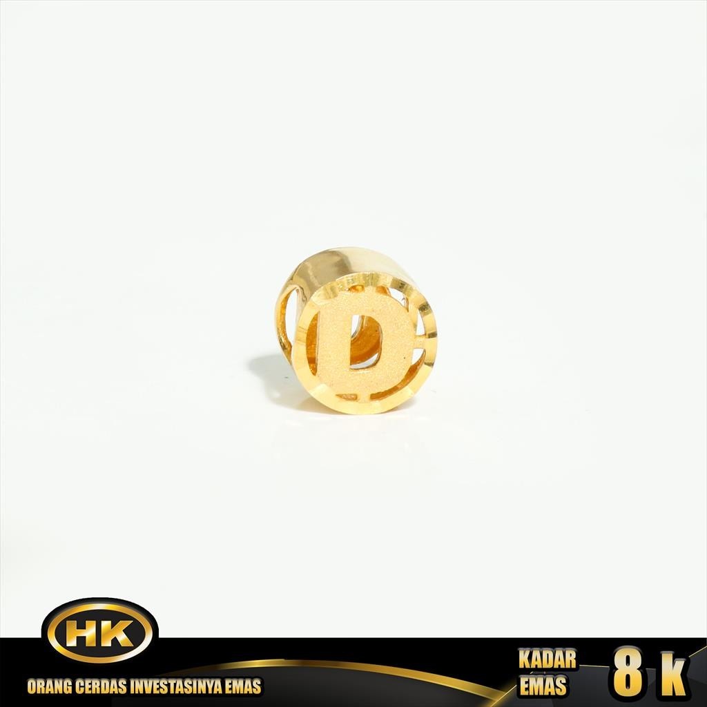 Liontin Emas 8K - Huruf D -HK Gold