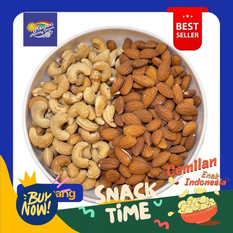 

Special Diskon Roasted Duo Mix Nut Almond Mede 500gr / Duo Mix Nut Almond Mede Panggang 500gr