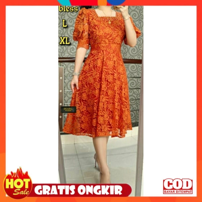 KAIN ADEM HALUS TEBAL / WC DRESS SEMI BROKAT Terbaru/ Dress Pesta Renda Brokat/BAJU SEMI KEBAYA WANITA Premium  mewah original