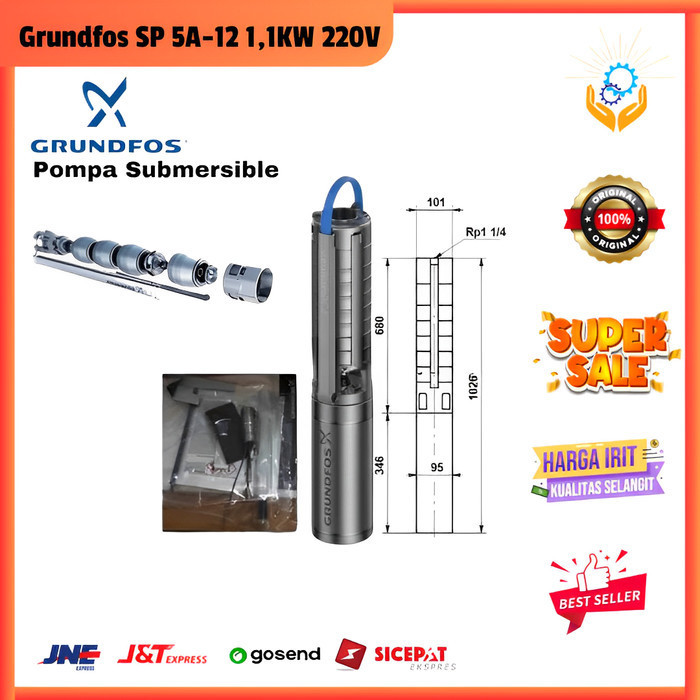 Pompa Grundfos SP 5A-12 1,1KW 220V Pompa Satelit Grundfos