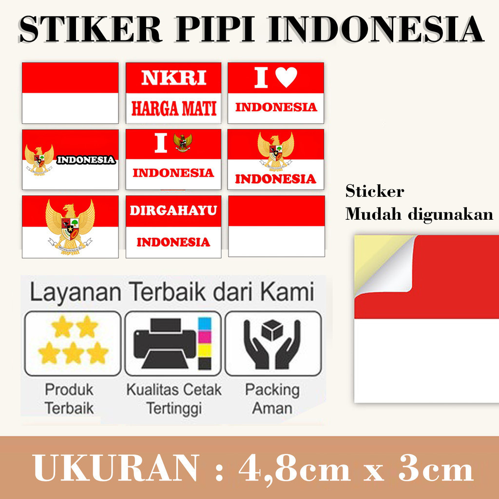 

Stiker Sticker Pipi Dirgahayu HUT RI Bendera Merah Putih Kemerdekaan Indonesia RI 17 Agustus / Stiker Kemerdekaan Indonesia / Pancasila / I Love Timnas