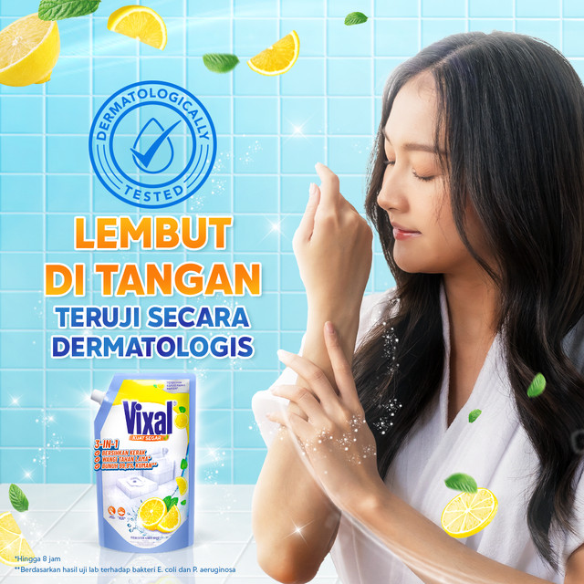 Vixal Kuat Segar 600ml Pembersih Kamar Mandi Harian Wangi Lemon x 3