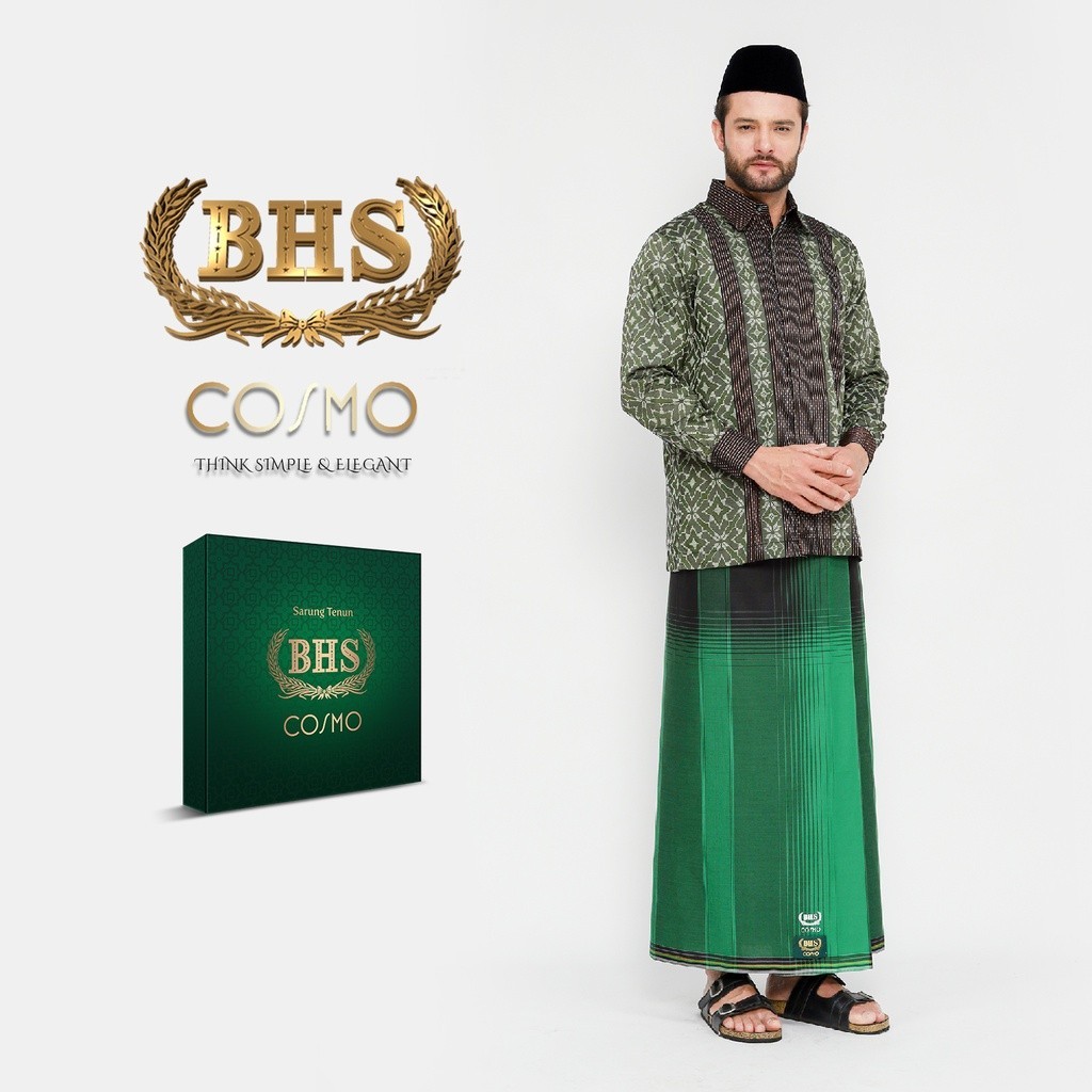 ramadhan sale Sarung BHS Cosmo Gold Motif K26 PPC Hijau Hitam