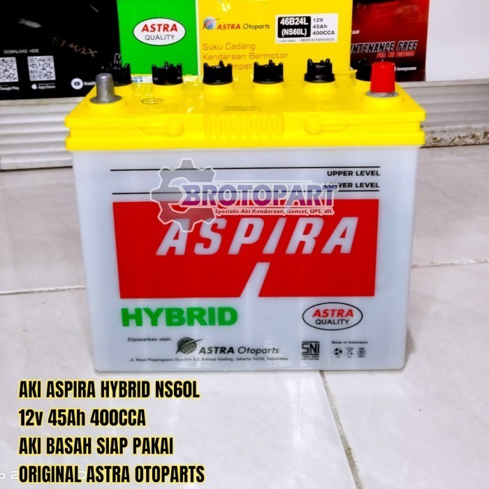 Aki Mobil Suzuki Ertiga, Baleno, Aerio Accu ASPIRA HYBRID NS60L 45A