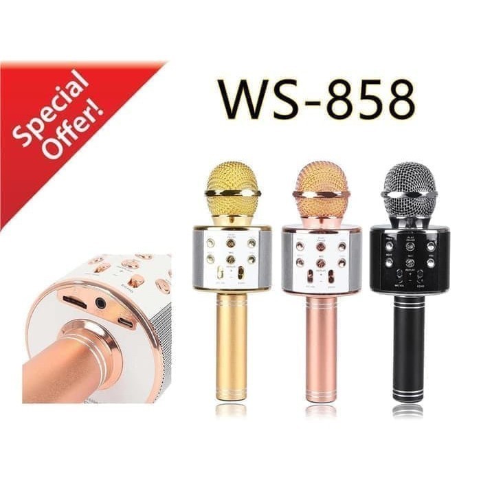 GG Mic Speaker Bluetooth WS 858 Microphone Karaoke BT Smule WS858 WS-858