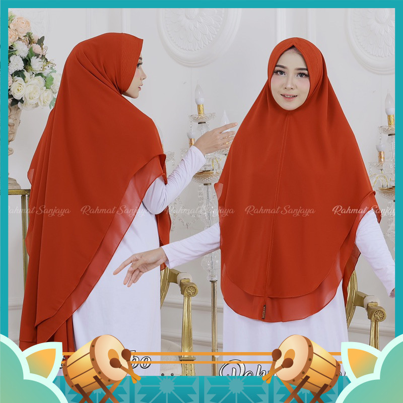 Fashion Wanita Muslimah Muslim Keren Kekinian Hijab Murah Khimar Lembut / KHIMAR 2 LAYAR OVAL JUMBO 