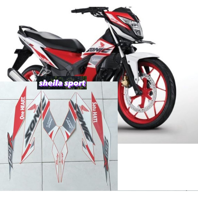 Striping sticker lis body honda sonic 150r 2019 2020 2021 2022 se merah putih / Stiker Motor