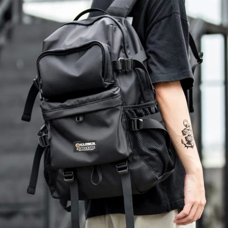 Tas ransel Pria anti air Polos hitam bahan cordura Bimo Tas ransel laptop Pria slot 14.inch