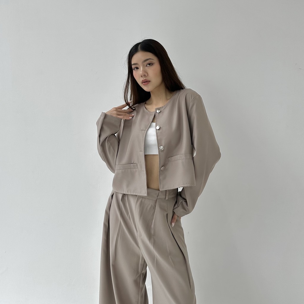 SOL BLAZER - Atasan Outer Blazer Wanita Luaran Crop Top Jacket Murah Baju Lengan Tangan Panjang Vest
