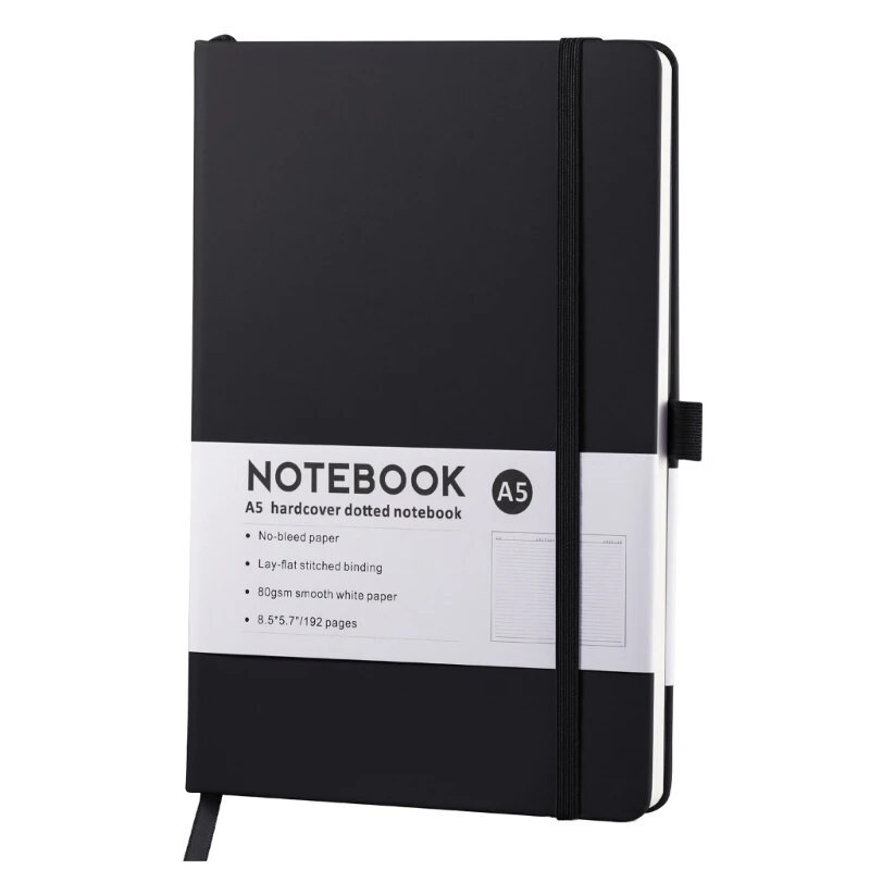 

Business Notebook PU Leather Journal Elastic Strap Closure Ribbon Page Mark Lined Page for Personal Journal Notebook