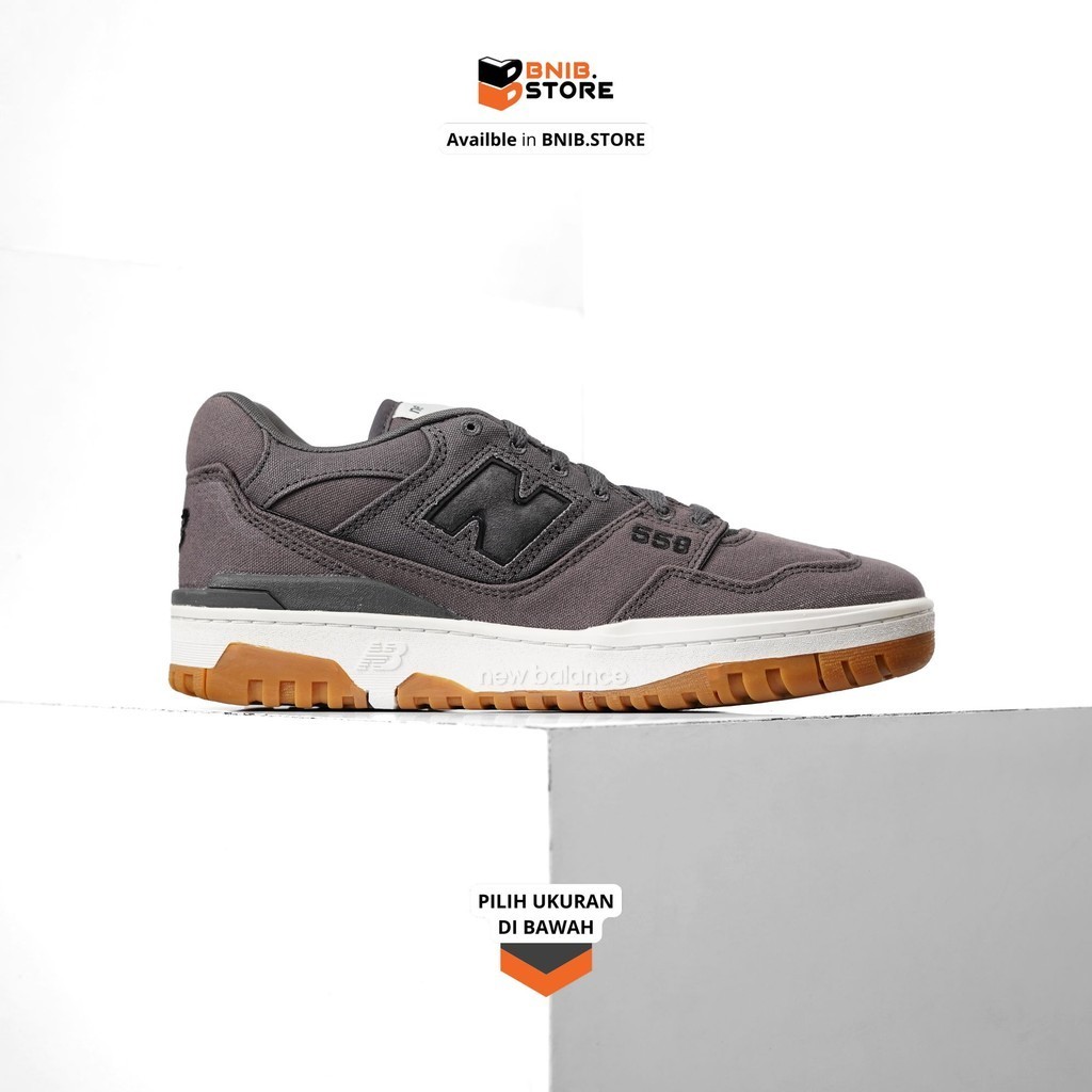 Sepatu Sneaker Pria NB 550 Grey Canvas Original