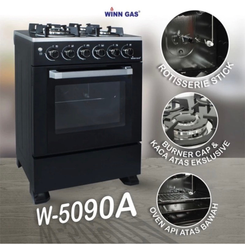 FROMO SPESIAL Kompor freestanding Winn gas 4 tungku + Oven W-5090