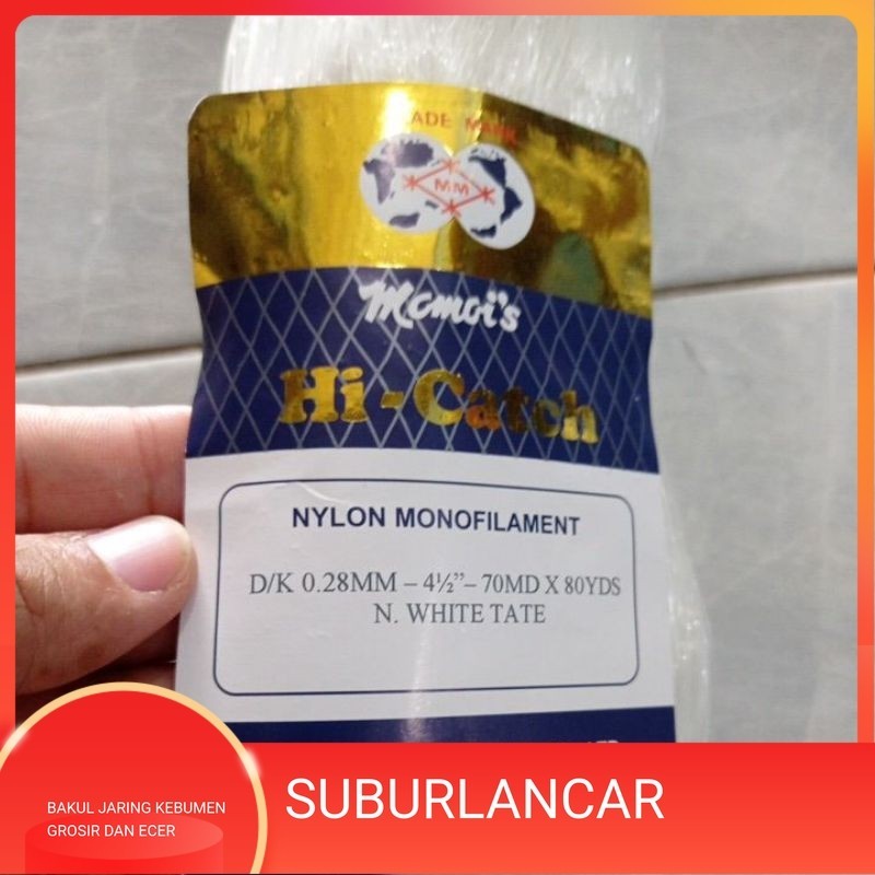Jaring ikan Momoi 0.28 4½ inchi 70md/80yds Tate mata malang pukat ikan Momoi jaring Momoi