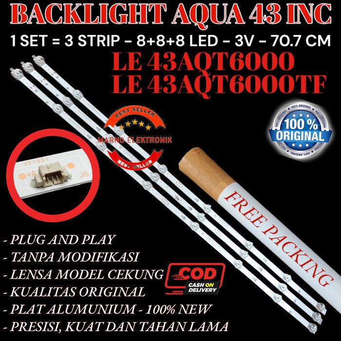 BACKLIGHT TV AQUA 43 INC LE 43AQT6000 LE43AQT6000TF LAMPU BL ORIGINAL -BB12