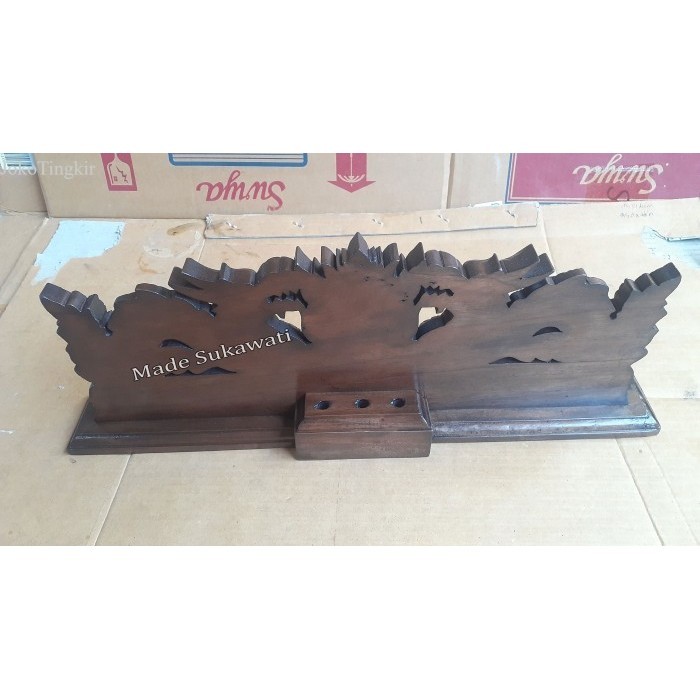 

Papan nama meja nameplate kayu ukir bali Lambang Logo instansi - Hitam murah