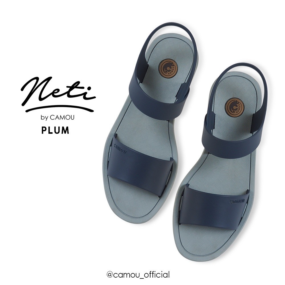 Sandal Camou Wanita NETI Plum Biru Sandal Selop Wanita Camou Tali Belakang Sandal Camou Slide Sandal