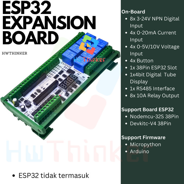 Modul 8 Channel Relay Shield PLC Expansion Ekspansi Input/Output Analog/Digital RS485 ES32A08 for ES