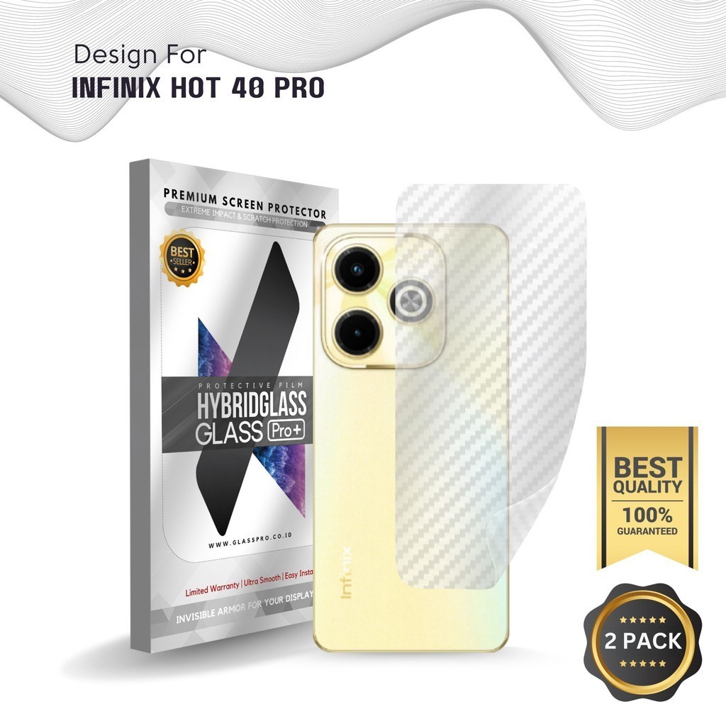 Fiber Guard Screen Protector Infinix Hot 40 Pro Back, 3D Anti Gores Belakang Premium, Carbon Skin Gl