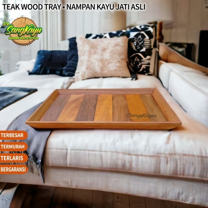 Nampan kayu jati premium kombinasi teak wood tray kayu baki kayu unik