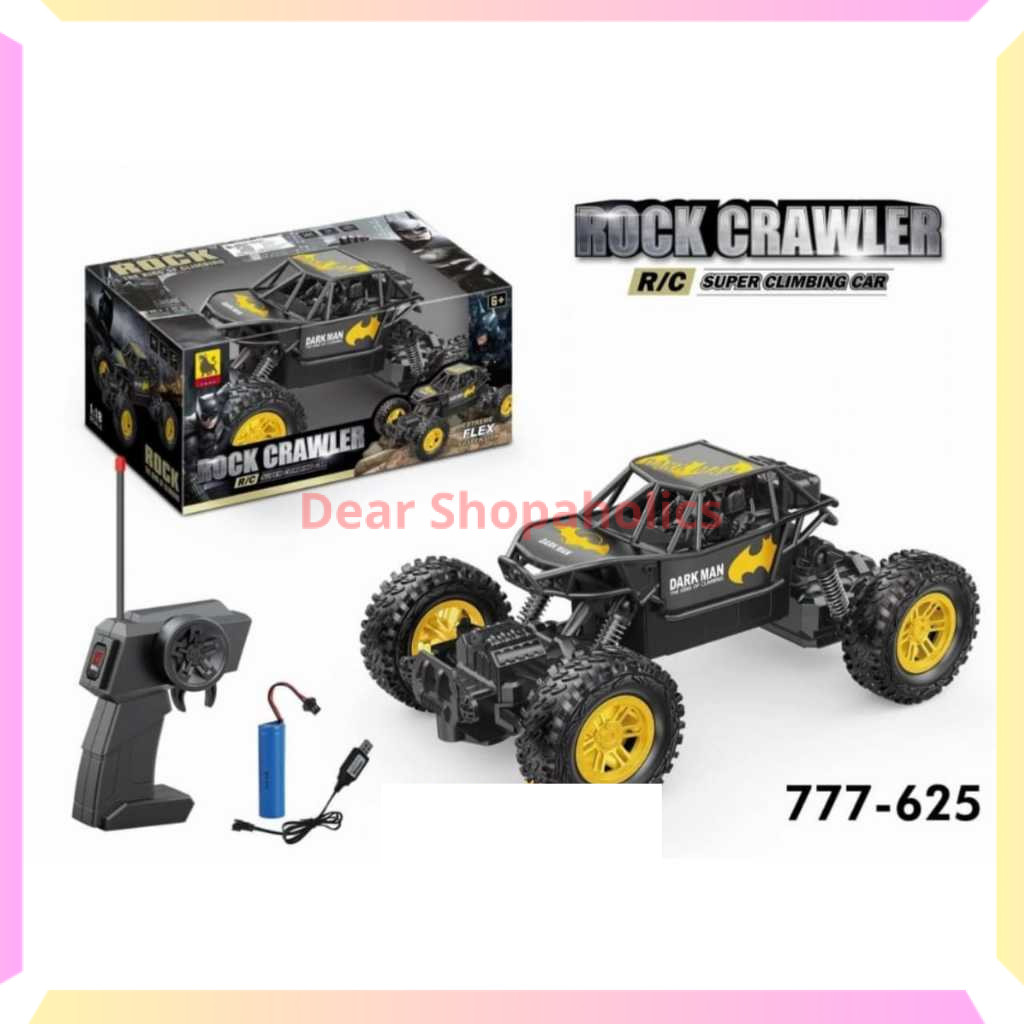 Mainan Anak Mobil Remote Control Rock Crawler DC Jeep Crawler Offroad Body Metal Alloy Batman Hitam 