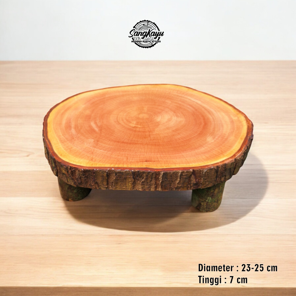 SangKayu Talenan Tatakan Kue Cutting Board Cake Stand Alas Kue Rustic Kaki Tiga / Cake Stand Kayu / 