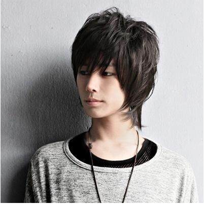 Rambut pendek pria, wig siswa realistis alami, wig pria tampan versi Korea -COD