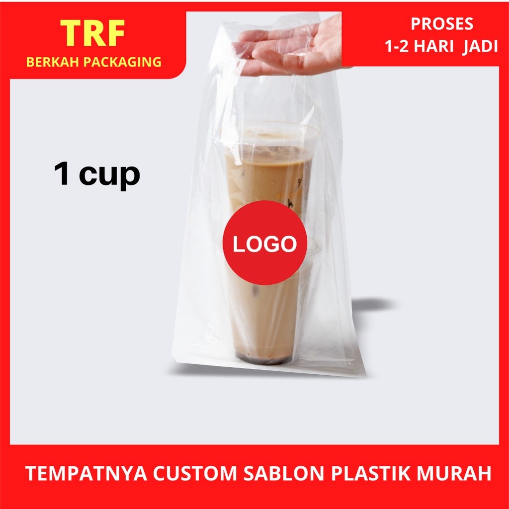 PLASTIK BENING MAKANAN / MINUMAN SABLON CUSTOM ISI 100 PCS 1 CUP